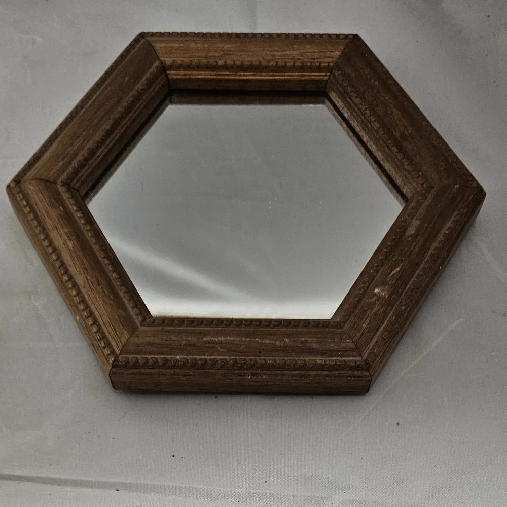 Hexagonal Brown Wall Mirror